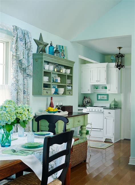Get interior decorating ideas, decor tips and design inspiration for your home. Small Lake Cottage with Turquoise Interiors - Home Bunch ...