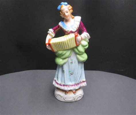 Porcelain Lady Figurine Playing An Accordion Made In Occupied Etsy