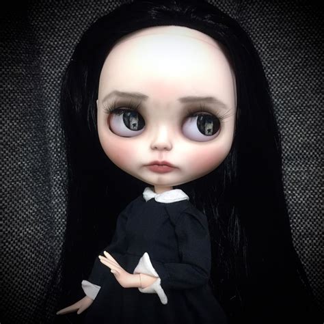 reserved wednesday addams blythe custom doll black hair etsy