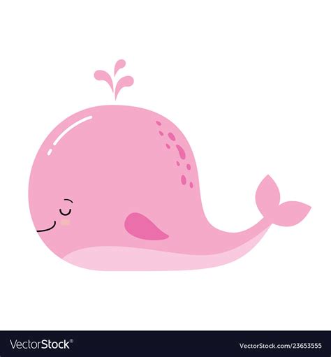 Cute Cartoon Whale Adorable Little Pink Whale Vector Image
