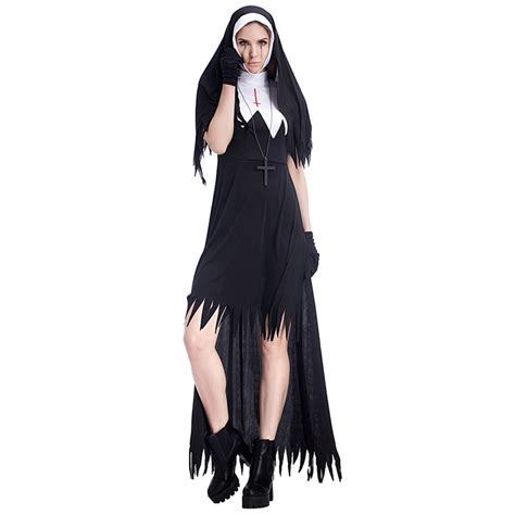 2017 New Arrival Arab Clothing Black Sexy Catholic Monk Cosplay Dress