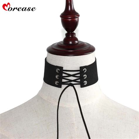 Morease Sexy Necklace Punk Women Collar Lace Bow Knot Choker Sex Toys Bondage Teasing Adult Game