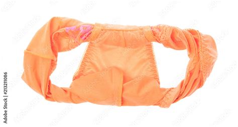 Beautiful Female Orange Panties Isolated On White Background Sexy