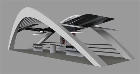Futuristic Bus Shelter 3d Cad Model Library Grabcad