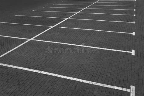 Empty Car Parking Lots With White Marking Lines Outdoors Stock Image
