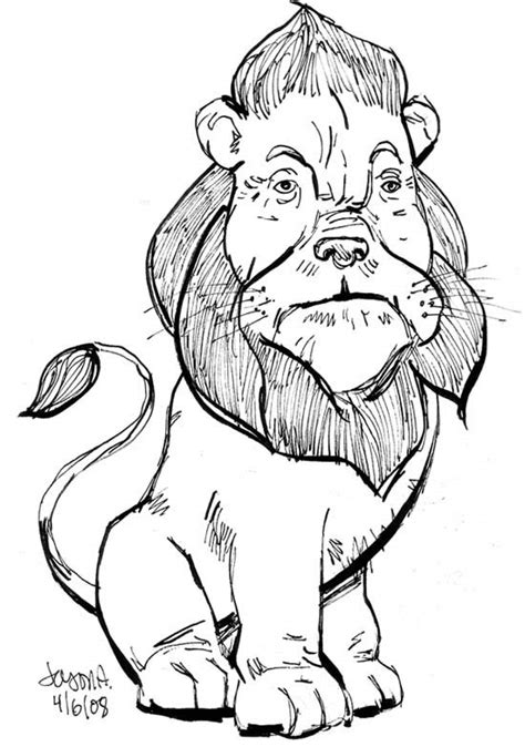 Wizard Of Oz Cowardly Lion Drawing Sketch Coloring Page