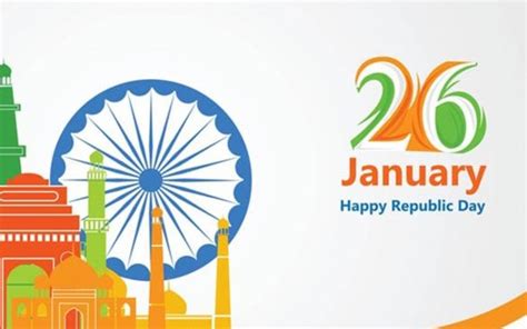 26th January Happy Republic Day Celebration Flag Creative White