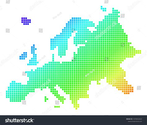 Spectrum Dotted Pixel Europe Map Raster Royalty Free Stock Photo