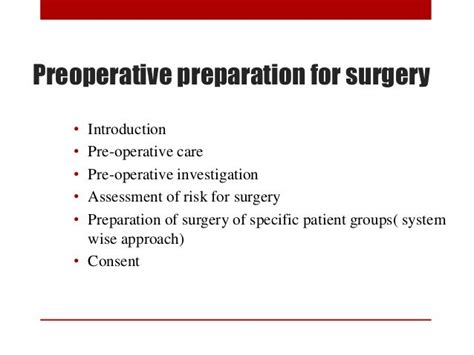 Preoperative Preparation Of Patients For Surgery