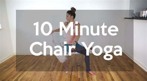 Here is a great 10 minute chair yoga video for core strength and flexibility using sitting and standing. Follow us on Pinterest and pin this image for easy ...