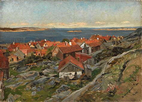 View Of Nevlunghavn Painting By Gerhard Munthe Fine Art America