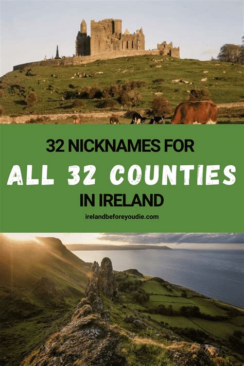 all 32 nicknames for the 32 counties of ireland