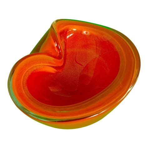 1960 S Orange Murano Glass Dish Chairish