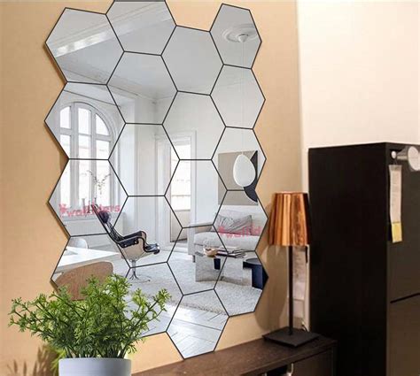 Buy Wall1ders 20 Hexagon 10 Butterfly Silver Hexagon Mirror Wall
