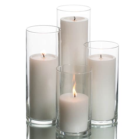 Richland Pillar White Candles And Eastland Cylinder Holders Set Of 4
