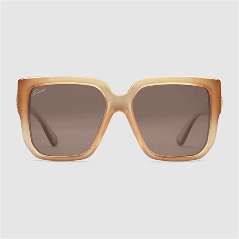 gucci oversized square frame sunglasses in natural lyst