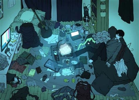 Messy Room Anime Estético Dibujos Tristes Ilustraciones