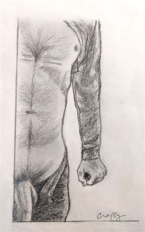 Pencil Sketch Male Torso From Model Who Prefers To Remain Anonymous