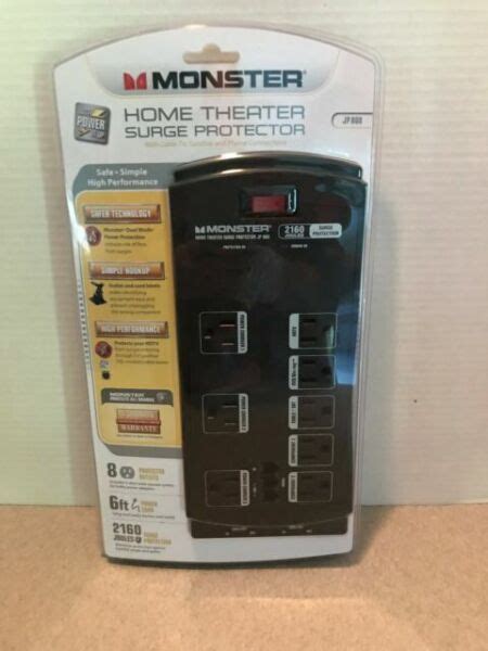 Monster Power Jp 800 Home Theater Surge Protector8 Outlets 2160 Joules