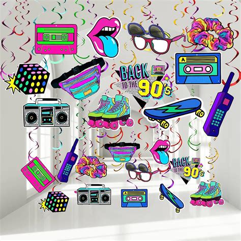 Buy 48 Pieces 90s Theme Party Decorations Kit 90s Retro Party Hanging