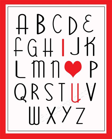 Alphabet I Love You Digital Printable 5x7 8x10 11x14 500 Via