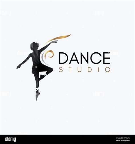 Ballet Dance Studio Logo Template Element Symbol With Luxury Gradient