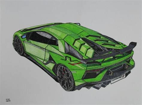 Lamborghini Aventador Svj Drawing Original A3 Size Hand Drawn Drawing