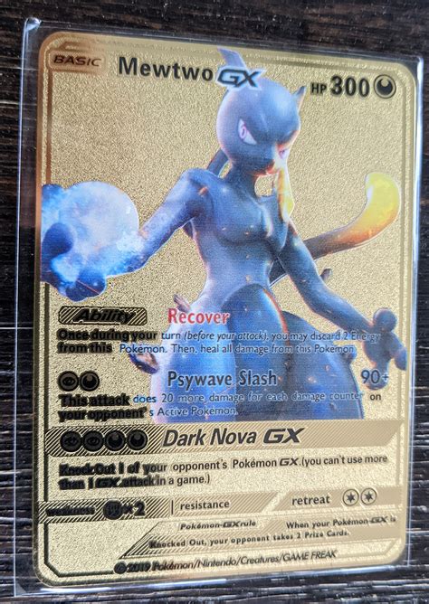 Shadow Mewtwo Gx Golden Pokemon Cards In English Iron Metal Pokmo