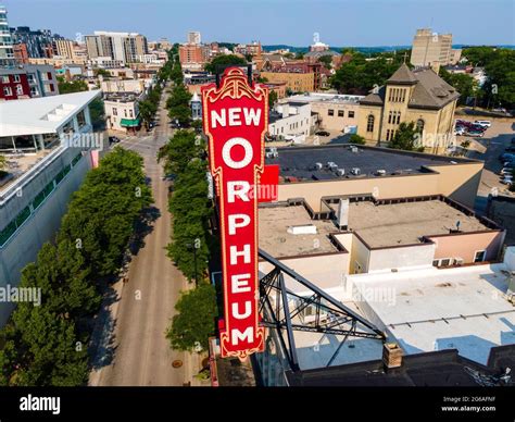 Aerial Photograph Of State Street Madison Wisconsin Usa Stock Photo