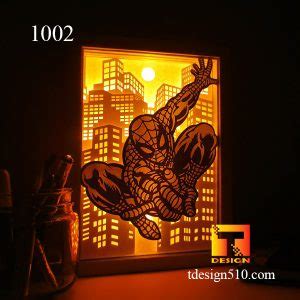 1002. Spiderman – Paper cut light box template, shadow box, 3D papercut