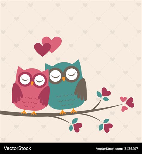 Cute Owls In Love Royalty Free Vector Image Vectorstock