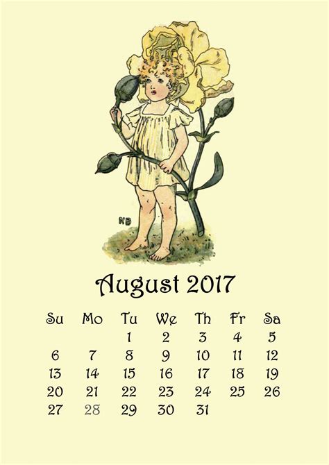 August Flower Fairy Calendar Free Stock Photo Public Domain Pictures