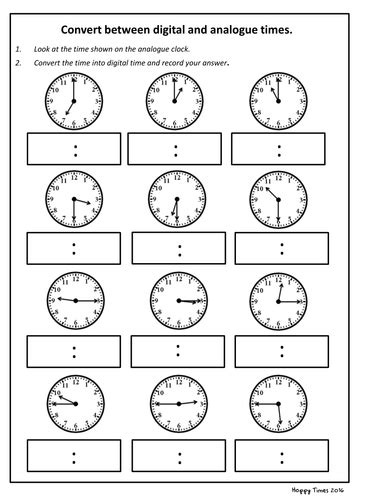 We have created everything that you need to help consolidate children's learning and achieve their full potential in the national curriculum assessment. Convert analogue to digital time worksheet (KS2 Maths) by hoppytimes - Teaching Resources - Tes