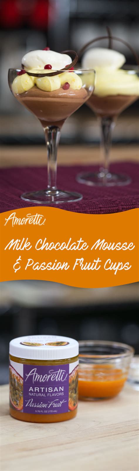 When i saw this recipe for chocolate mousse using silken tofu instead of heavy cream from and then i do the dishes, i couldn't believe it. Milk Chocolate Mousse and Passion Fruit Cups - Amoretti