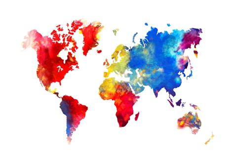 World Map Abstract Painting Print Poster