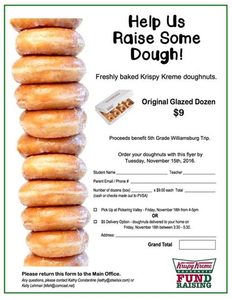 Be on the lookout for krispy kreme's dozen original glazed donuts for just $5.99. Welcome to the Pickering Valley School Association! / Krispy Kreme Doughnuts Fundraiser