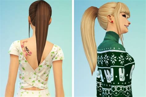Simssticle Ponytail With Bangs Sims 4 Hairs