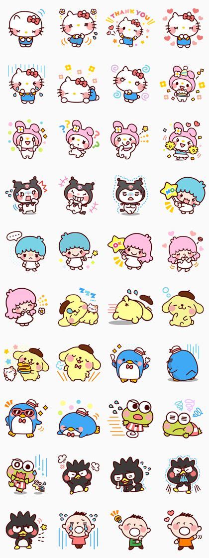 Sanrio Characters Cartoon Line Sticker Cute Stickers Kawaii