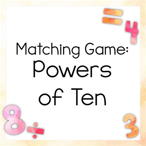 Matching Game Powers Of Ten Digital Math Games