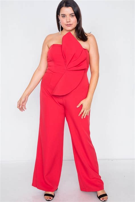 plus size tailored frill wide leg sleeveless cocktail jumpsuit jumpsuits and rompers