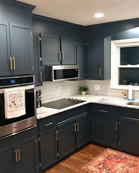 Blue Gray Painted Kitchen Cabinets