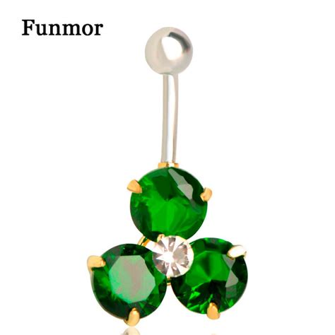 Funmor Cubic Zircon Flower Belly Button Rings Copper Navel Ring Women Girls Holiday Stainless