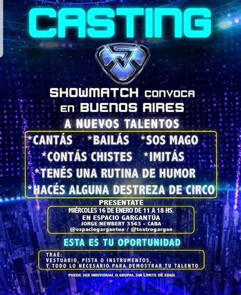Casting Showmatch 2019 Bailarines Cantantes Atracciones En General