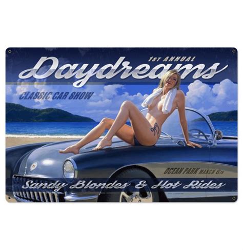 Daydreams Classic Car Show Pin Up Heavy Gauge Metal Sign Xl Greg Hildebrandt
