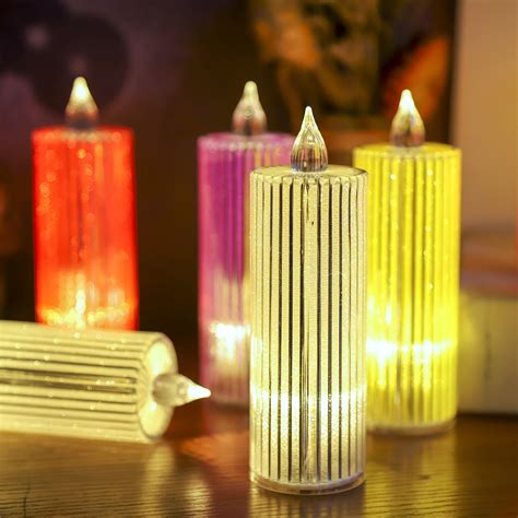 Led Christmas Candle Light Color Changing Swirling Glitter Flameless