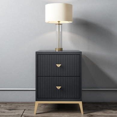 Discover prices, catalogues and new features. Maya Art Deco 2 Drawer Bedside Table in Dark Grey ...