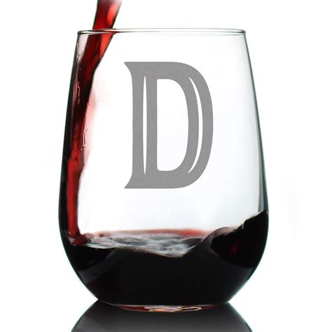 Bold Monogram Letter D Stemless Wine Glass Large 17 Ounce Etsy