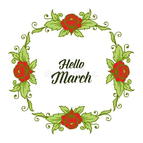 Vector Illustration Decoration Hello March With Beautiful Wreath Frame