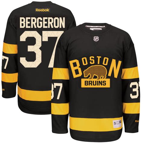Obviously, the home jersey is a rich brown due to the change in pallete. Reebok Patrice Bergeron Boston Bruins Black Alternate Premier Jersey