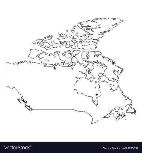 Canada Solid Black Outline Border Map Of Country